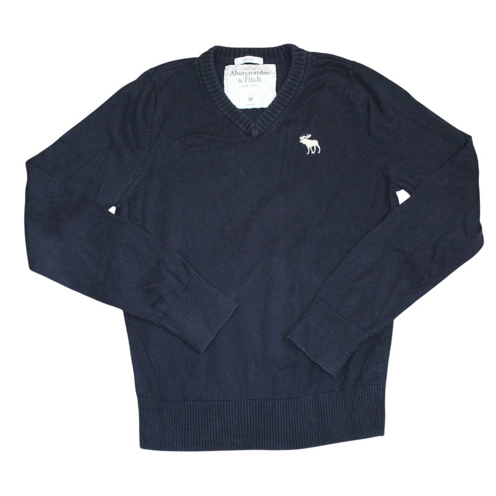Abercrombie Fitch Muscle Sweater Men Medium Blue Cotton Wool Cashmere Y2K Preppy